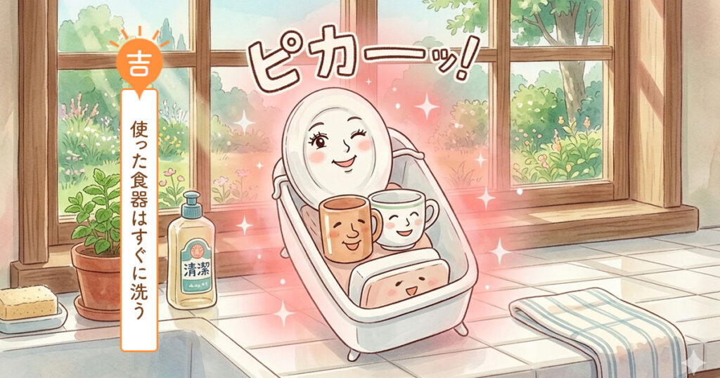 使った食器はすぐに洗う